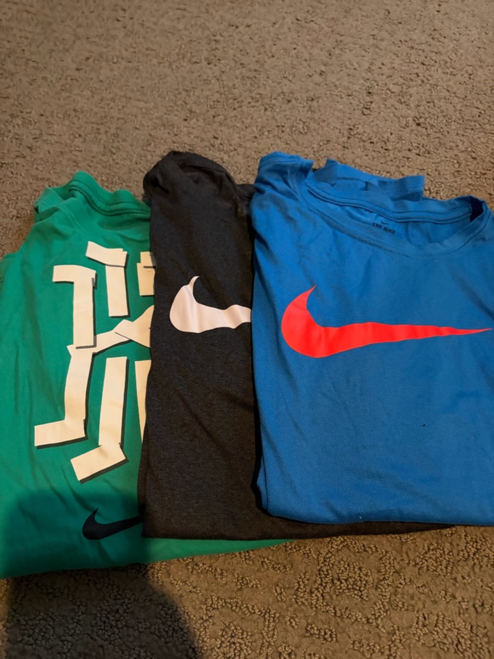 Nike Dry Fit Kids Short-Sleeve Tee Pack with Blue, Teal & Charcoal Shirts (3)